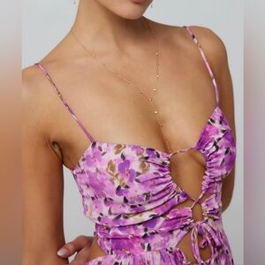 New Silky Floral Maxi Dress with Smocked Back with Stretch bust is adjustable XL